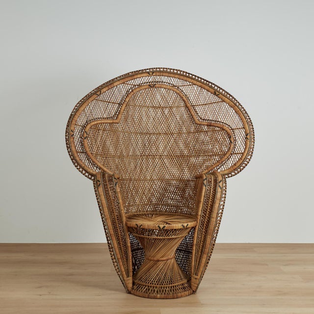 English Vintage Anglo Indian Wicker Peacock Chair For Sale - Image 3 of 14