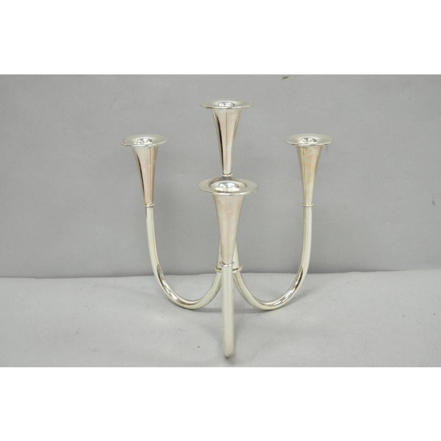 Vintage Wilhelm Wagenfeld for WMF Silver Plated Modern Candelabra Candle Holder For Sale - Image 14 of 15