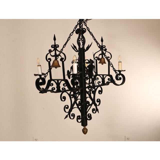 Quality Hand Forged Spanish Revival Wrought Iron Chandelier For Sale - Image 11 of 18