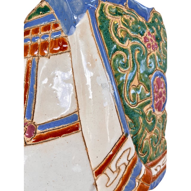 Ceramic Vintage Glazed Ceramic Camel Garden Stool, 1970s For Sale - Image 7 of 8