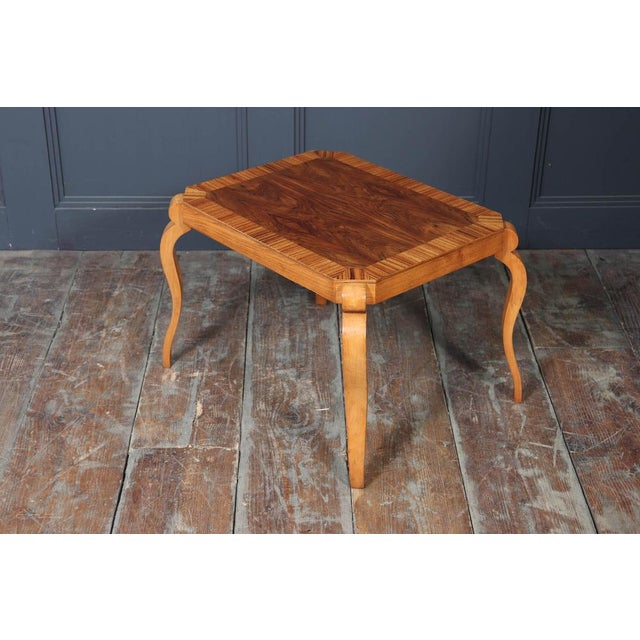 Wood Art Deco Italian Walnut & Zebrano Side Table, 1930s For Sale - Image 7 of 12