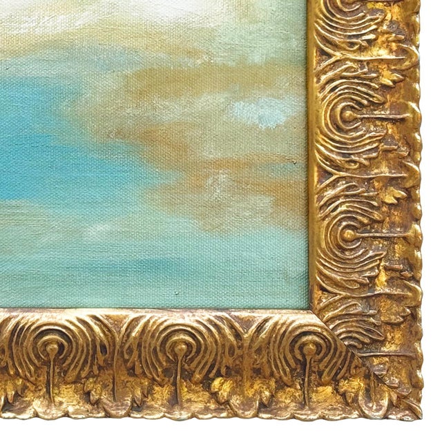 2020s Contemporary Plein Air "Clouds and Sky" Oil Painting in Vintage Gold Frame For Sale - Image 5 of 6