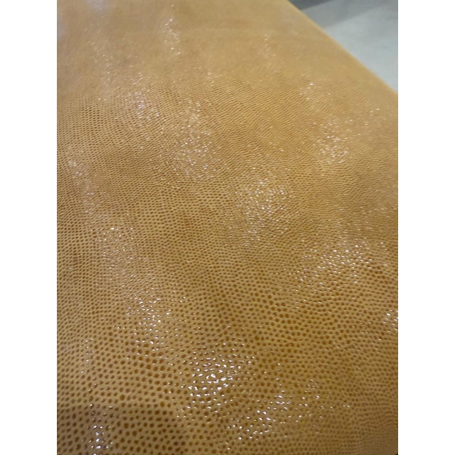 French Art Deco Bench Reupholstered in Gold Galuchat Fabric For Sale - Image 10 of 11