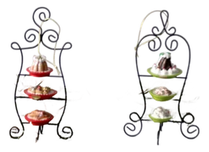Vintage Dessert Stand Christmas Ornaments Pair