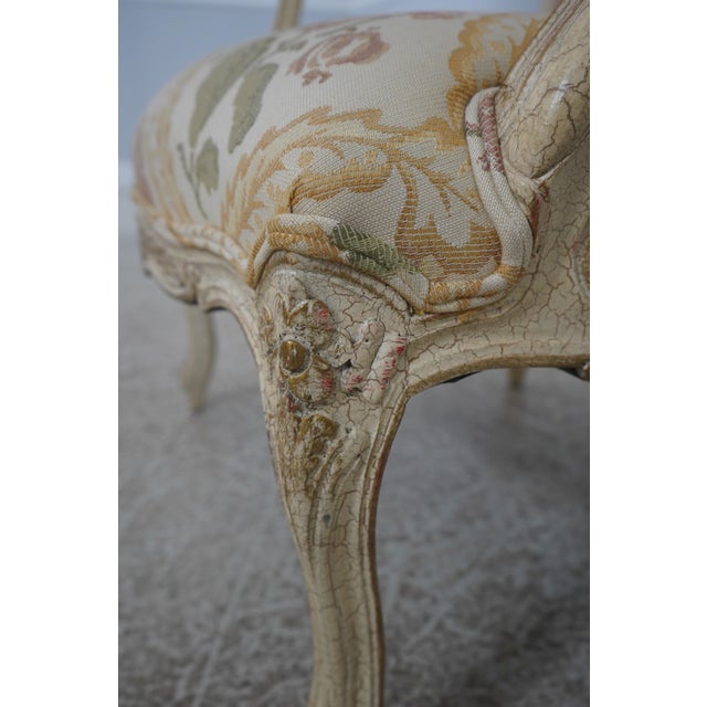 Pair of Crackle Paint Louis XV Fauteuils Armchairs For Sale - Image 15 of 18