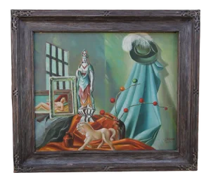 Dr. Joseph Klein Naturalistic Early Still Life Painting in a Newcomb Macklin Frame 1944