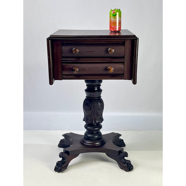 19th Century Empire Style Mahogany Drop-Leaf Work Table or Side Table For Sale - Image 18 of 18