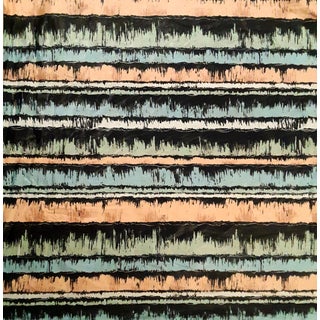 Vintage Robert Gasper "Renoir" Modern Stripe Polished Chintz- 2 Yards For Sale