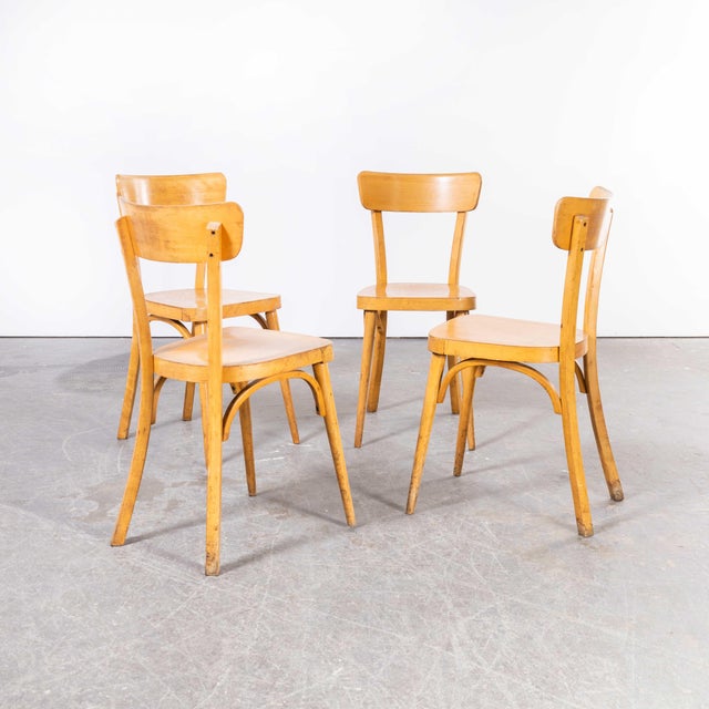 French Blonde Bentwood Dining Chairs from Baumann, 1950s, Set of 4 For Sale - Image 3 of 9