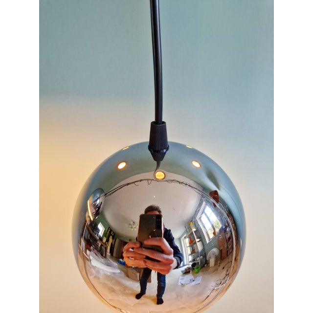 Metal Space Age Eyeball Pendant Lights in Chromed Metal, 1970s, Set of 3 For Sale - Image 7 of 16