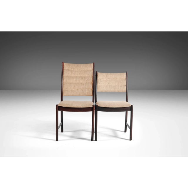 A Danish Modern Dining Chairs in Afromosia and Original Knit Fabric, circa 1970s - Set of 4 For Sale - Image 10 of 13