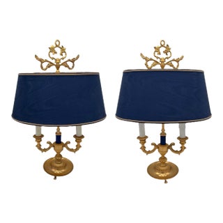 Pair of Late 20th Century Italian 'Selene' Bouillotte Lamps by Laudarte For Sale