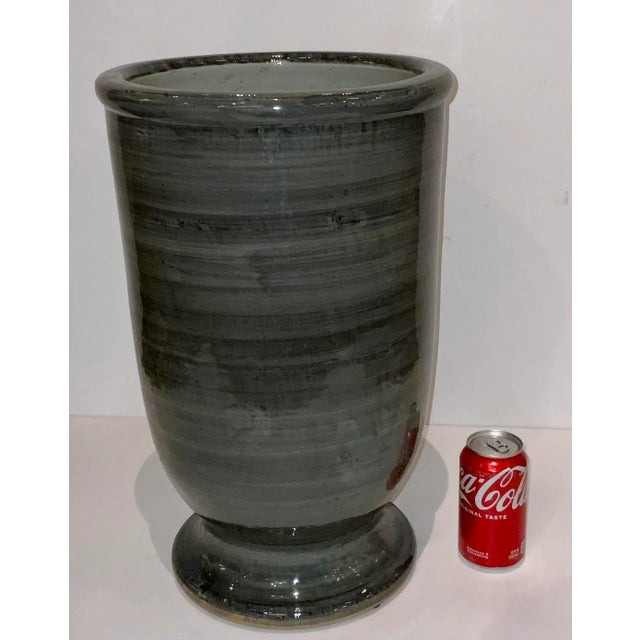 Modern Stripped Gray Glaze Porcelain Vase For Sale - Image 4 of 5