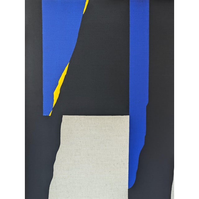 2010s Emmanuel Araujo "Alesund" Contemporary Blue, Yellow & Black Geometric Abstract Painting, 2019 For Sale - Image 5 of 11