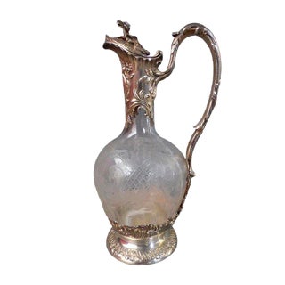 Silver and Crystal Ewer Jug For Sale