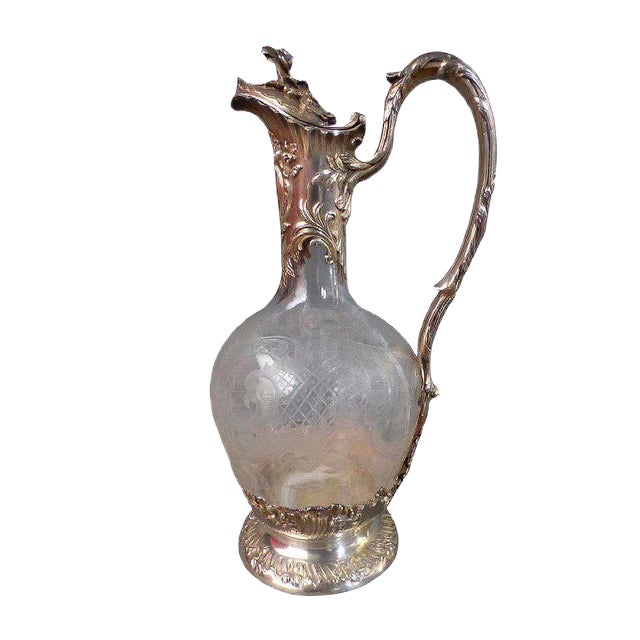 Silver and Crystal Ewer Jug For Sale