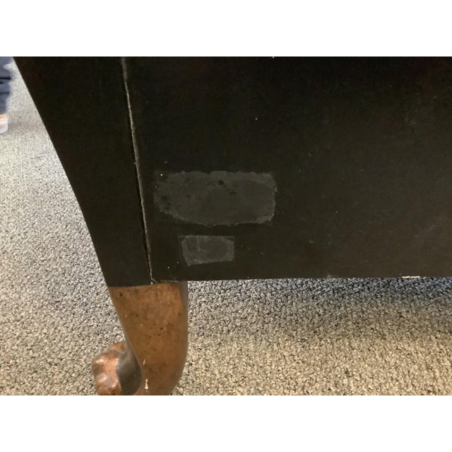 2010s Black Chinoiserie Chest of Drawers With Marble Top. Bombe Style For Sale - Image 5 of 8