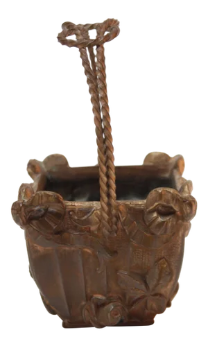 Circa 1930s Petite Patinated Brass Basket