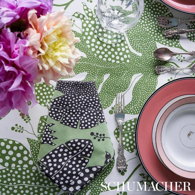 Schumacher x Marian Mcevoy Polka Dot Jungle Fabric In Green & Ivory For Sale In Charlotte - Image 6 of 6