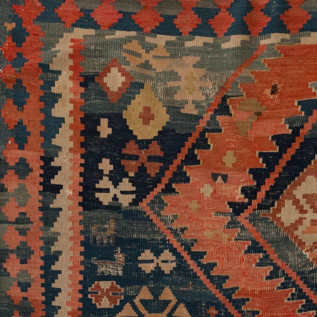 1920s Vintage Hand-Knotted Caucasian Kazak Kilim Runner, 1920s For Sale - Image 5 of 7
