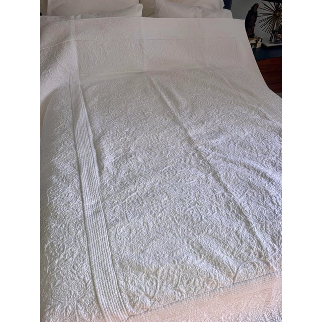 Contemporary Quilted Floral Pattern Sethi & Sethi Bedspread For Sale - Image 9 of 11