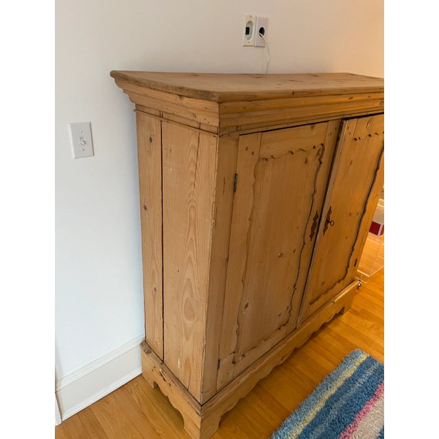 Antique Pine Two Door Storage Cupboard Cabinet For Sale - Image 4 of 11