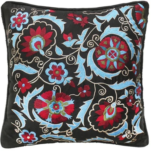 Bohemian Silk Embroidered Handmade Pillow For Sale - Image 9 of 9