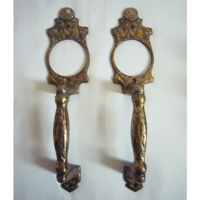 Fabulous cast brass drawer pulls (pair) with an insert at the top for a cylinder lock, if desired. I think they are...
