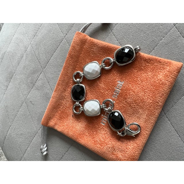 Miriam Salat Chess Sterling Silver and Resin Link Bracelet with large lobster For Sale - Image 9 of 18