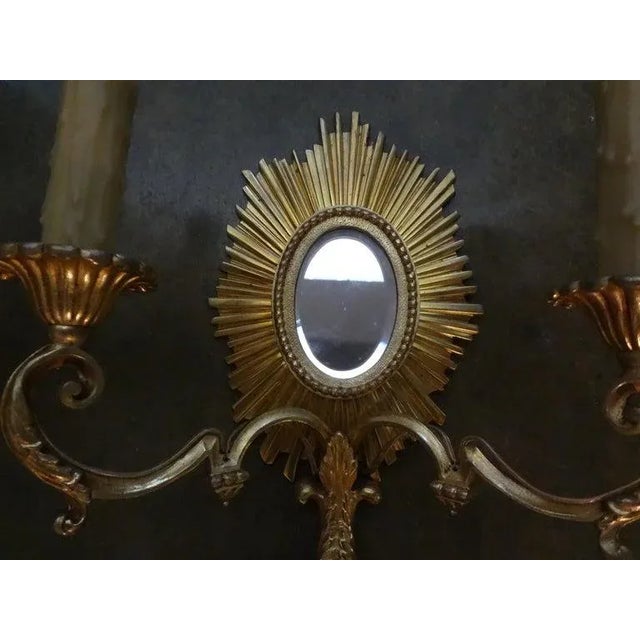 French Maison Bagues Style Bronze Sunburst Sconces-A Pair For Sale In Houston - Image 6 of 12
