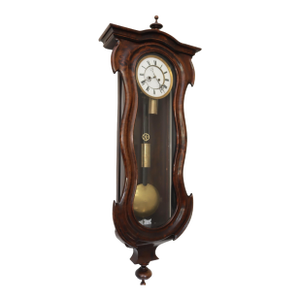 Antique Serpentine Glass Front Key Wind Pendulum Wall Clock