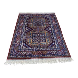 5x7 Ft. Lori Pambak Kazak Design Rug, Gold Aubergine Wool For Sale