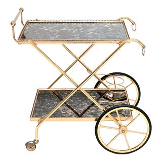 Vintage Italian Brass Drinks Trolley, 1970s For Sale