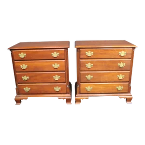 Statton Cherry Chippendale Style Nightstands