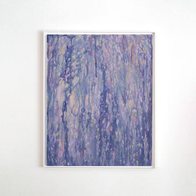 This minimalist breath of fresh air has a textile-like surface (vintage silk and denim). It has a mysterious, quiet air....