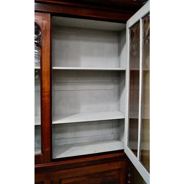 Large Victorian Gothic Rosewood and Glass Bookcase, 1880s For Sale - Image 15 of 18