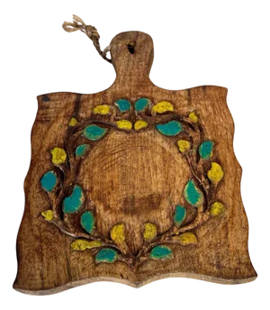 Vintage French Decorative Wooden Board with Hand-Painted Floral Design 1960s