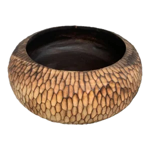 Solid Mango Wood Bowl With Hand-Hewn Detailing and Burnt Detailing