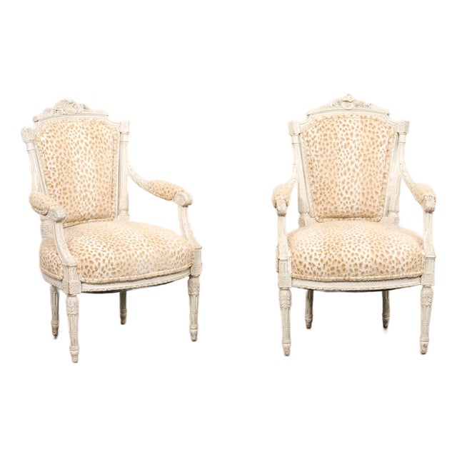 French Louis XVI Style Fauteuils, 19th C. For Sale
