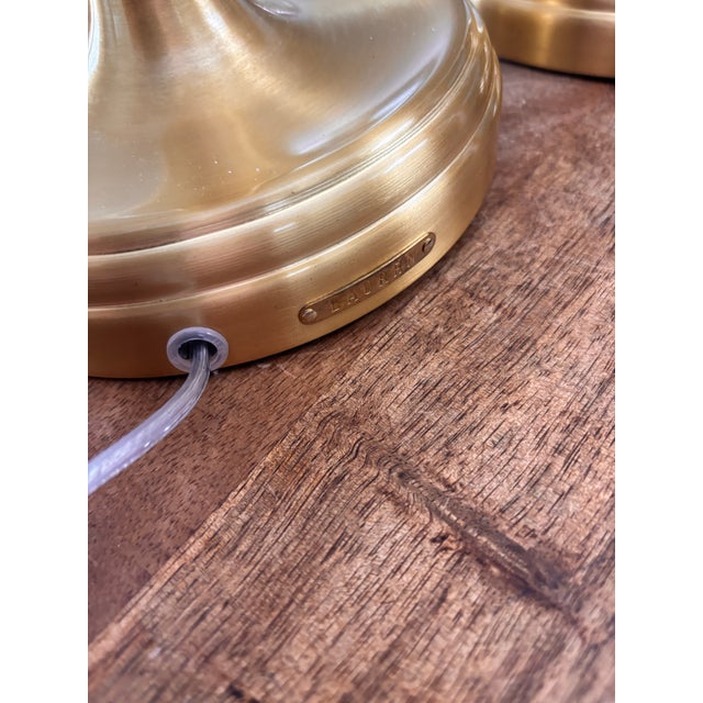Contemporary Contemporary Ralph Lauren Brushed Gold Tall Buffet Lamps With Off White Silk Shades, a Pair For Sale - Image 3 of 9