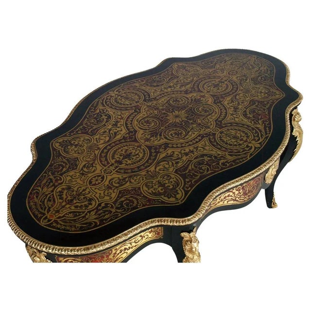 Venetian Country Villa Baroque Boulle Dining Table and Chairs, France, 1880s, Set of 5 For Sale - Image 4 of 12