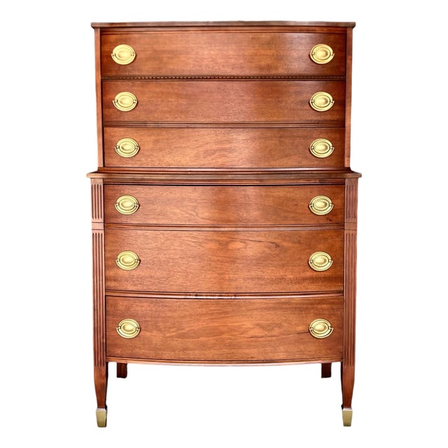 Vintage Federal Revival Mahogany Gentleman’s Chest | Tall Dresser | Tallboy For Sale