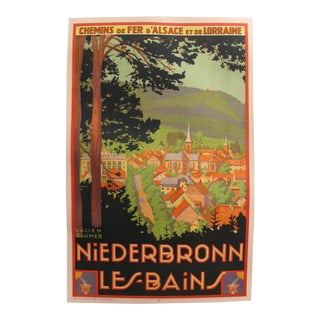 Original French Vintage Art Deco Travel Poster, Neiderbronn Les Bains For Sale