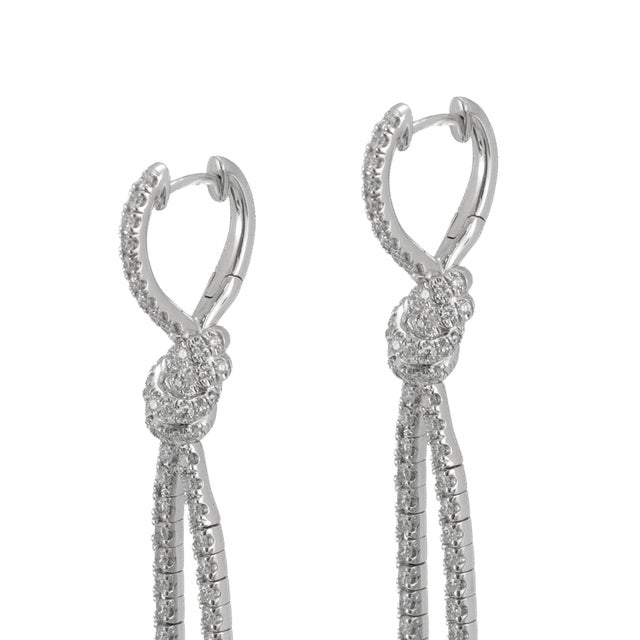 Kwiat Entwine Collection Platinum 2.05ctw Pave Diamond Knotted Drop Earrings, Pair For Sale - Image 4 of 7