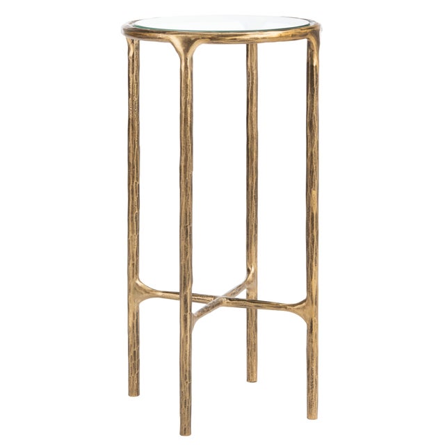 Jessa Metal Tall Round End Table - Brass For Sale In Philadelphia - Image 6 of 6