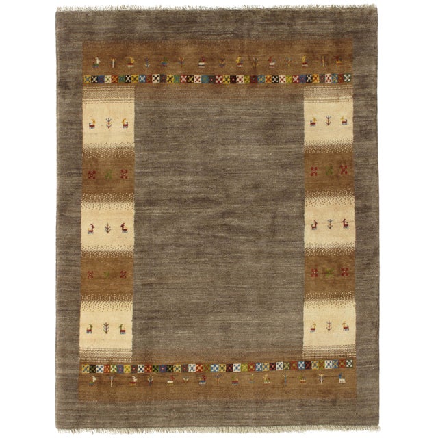 Vintage Hand-Knotted Persian Lori Gabbeh Rug 5'0" X 6'5" For Sale - Image 4 of 4