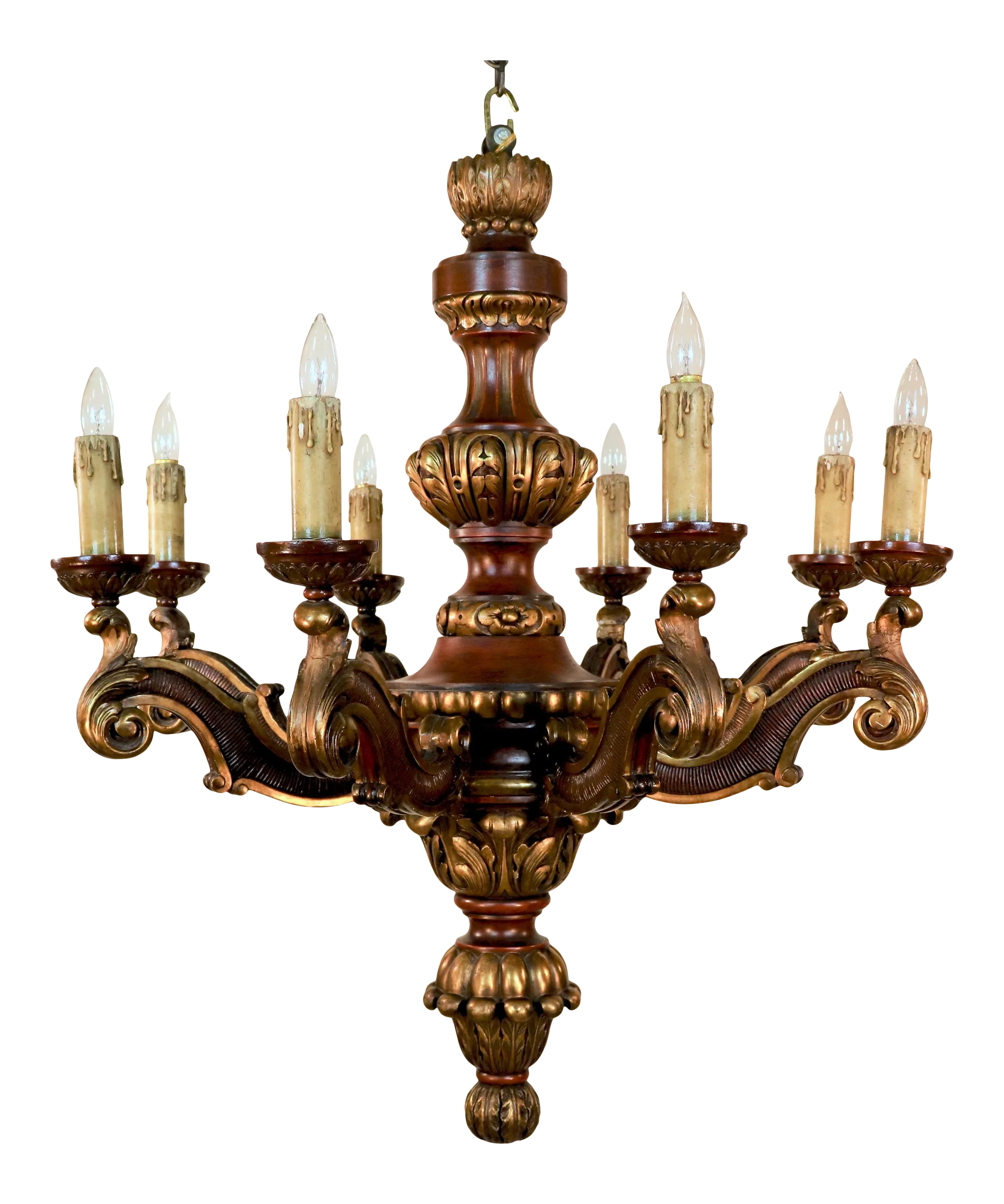19th Century Louis XVI Gilt Wood Chandelier | Chairish