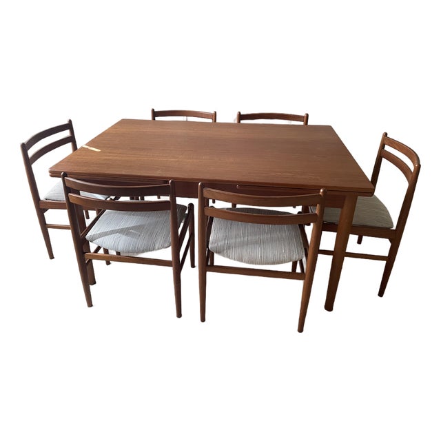 1950s Hans Wegner Mid-Century Modern Teak Table With Chairs For Sale