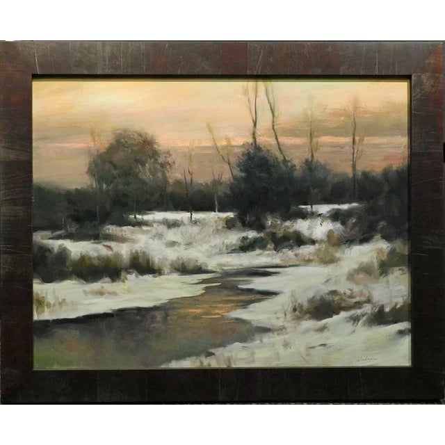 Paint Dennis Sheehan "Serene Snow" Landscape Oil on Canvas Hand Signed Painting, Framed For Sale - Image 7 of 7