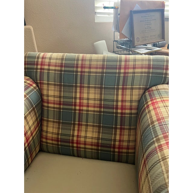 1990s Vintage Plaid Fabric Armchair For Sale - Image 5 of 5
